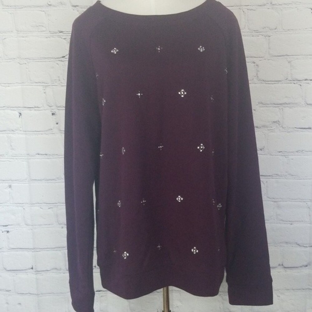 Ann Taylor LOFT plum purple sweater with beading